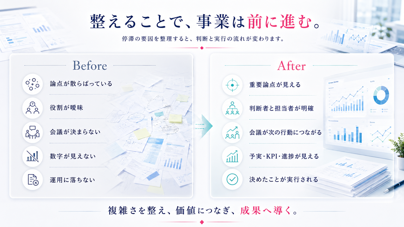 支援前と支援後の変化を示す図解